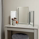 Decorative Silver Tri-Fold Vanity Mirror 78x54cm | Fast UK Delivery